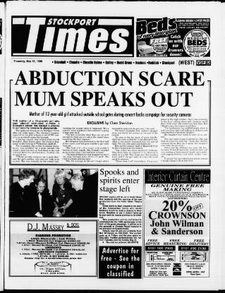 cover page of Stockport Times published on May 13, 1999